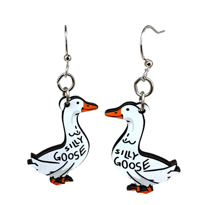 Silly Goose Wood Earrings