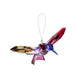 acrylic hummingbird on a string with a  pink, purple, blue, and orange color scheme