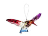 acrylic hummingbird on a string with a red, purple, and blue color scheme