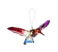 acrylic hummingbird on a string with a red, purple, and blue color scheme