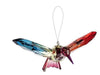 acrylic hummingbird on a string with a blue, orange, and pink color scheme
