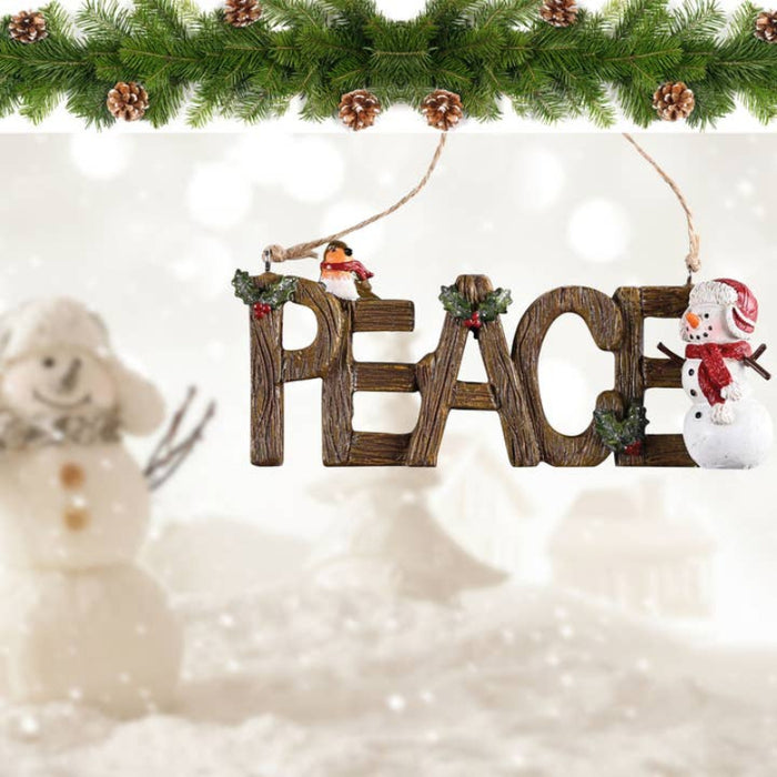 Peace Snowman Cardinal Hanging Ornament