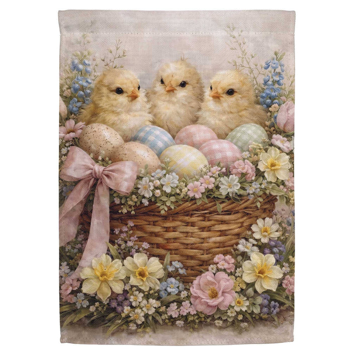 Happy Easter Chicks Vintage Garden Flag