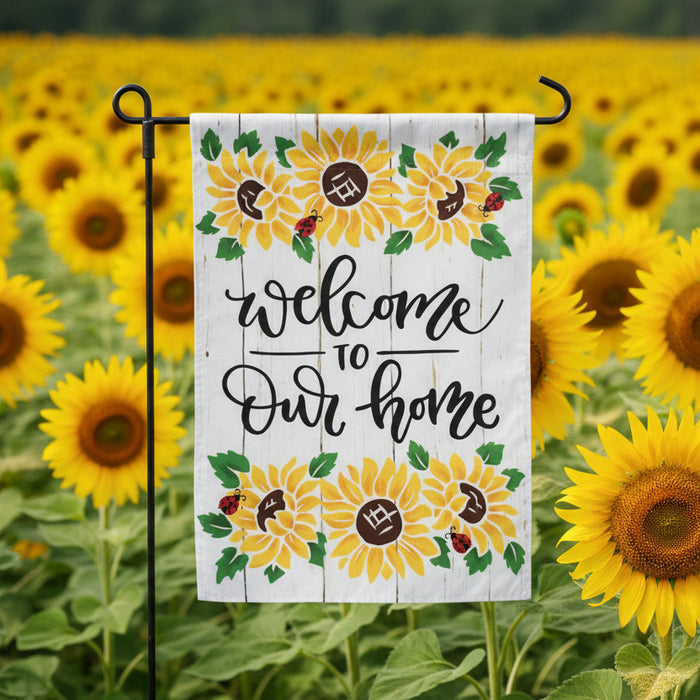 Sunflowers Shiplap 2-Sided Garden Flag