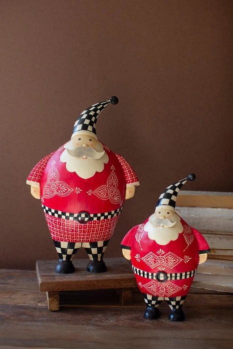 Metal Checkered Santa Figurines - 2 sizes sold separately