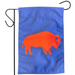 Blue garden flag with an red buffalo in the center of the flag