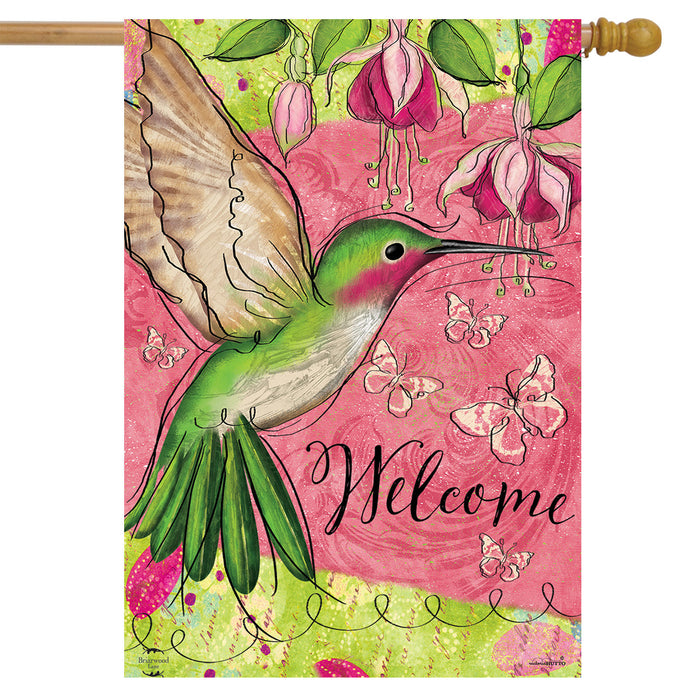 Blissful Hummingbird Banner Flag