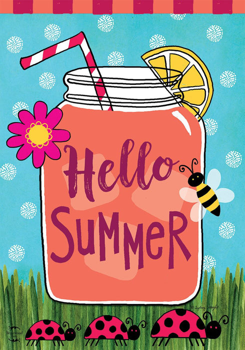 Welcome Summer Pink Lemonade Garden Flag