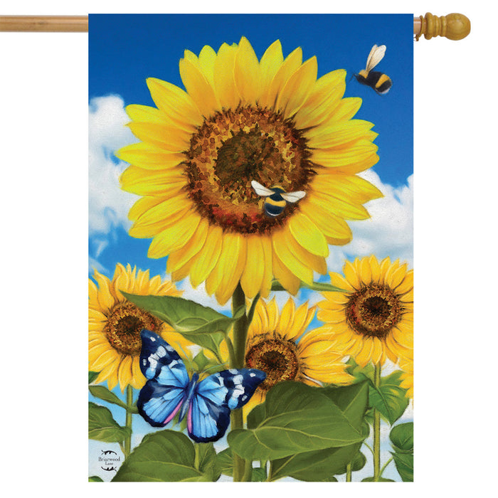 Sunflowers and Bees Banner Flag