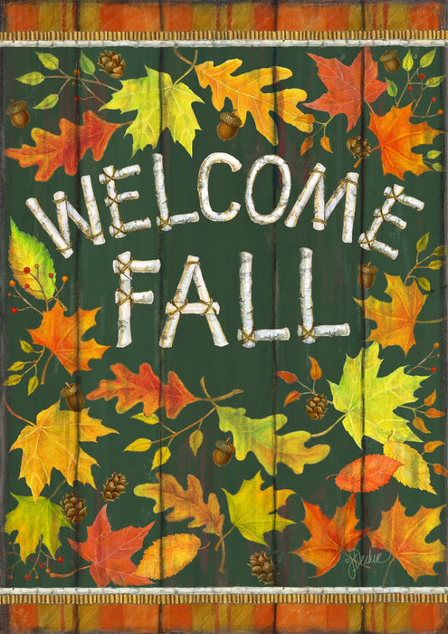 Welcome Fall Leaves Banner Flag