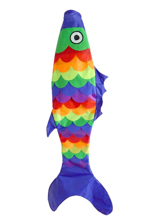 55" Blue Tail Rainbow Fish Windsock