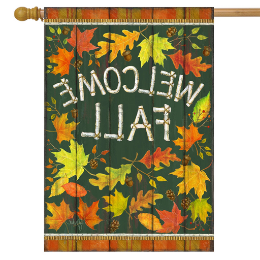Welcome Fall Leaves Banner Flag