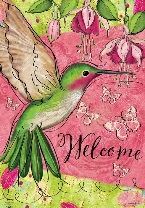 Blissful Hummingbird Decorative Flag