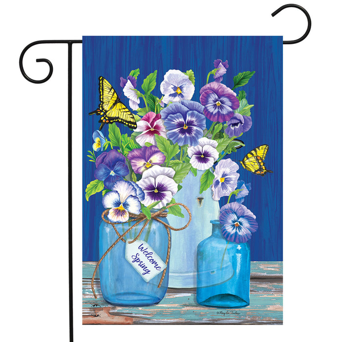 Butterflies and Pansies Garden Flag