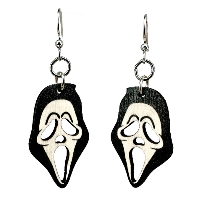 Ghostface Scream Wood Earrings