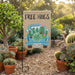 Free Hugs Cactus Burlap Garden Flag