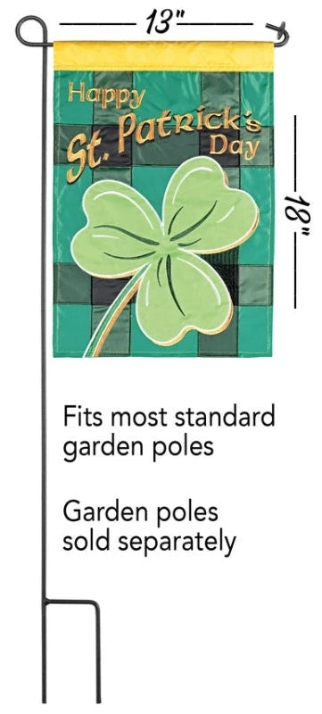 St Patrick’s Day Checkerboard Applique Garden Flag