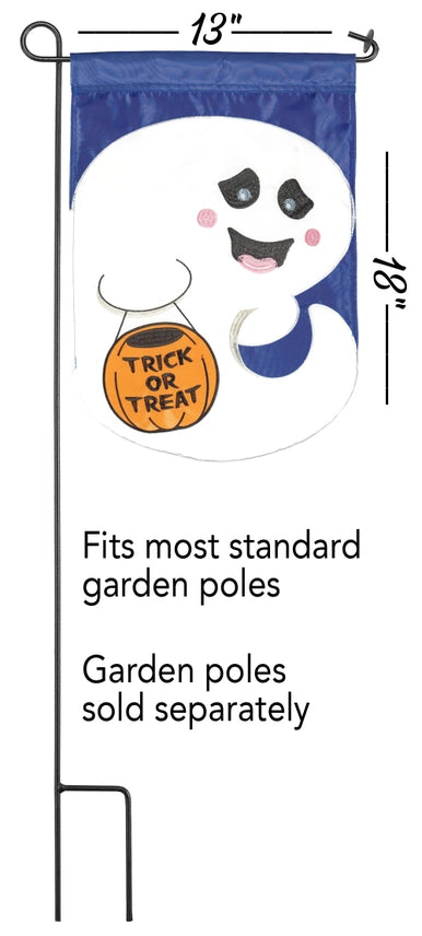 Ghost Trick Or Treat Applique Garden Flag