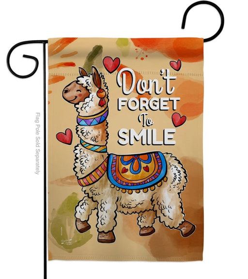 Don't Forget to Smile Llama Garden Flag