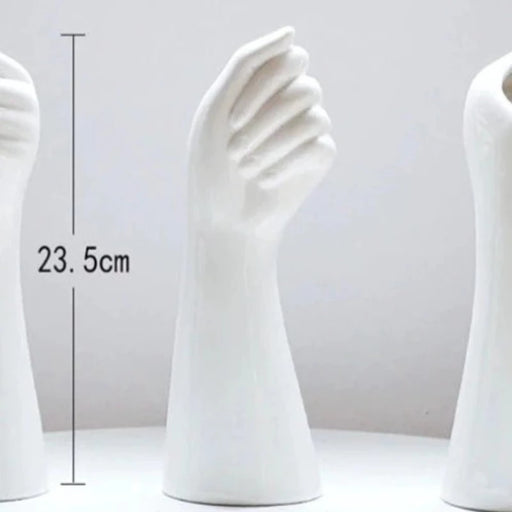 White Hand Shaped Ceramic Vase