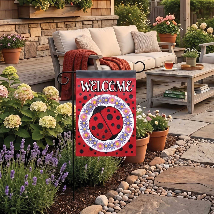 Ladybug Welcome Garden Flag