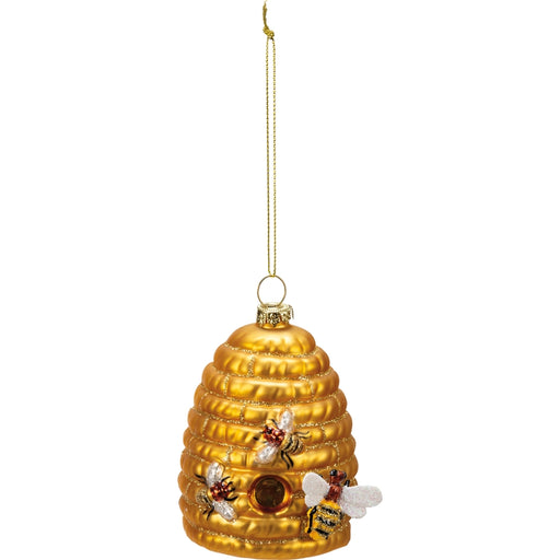 Sparkly Beehive Glass Ornament