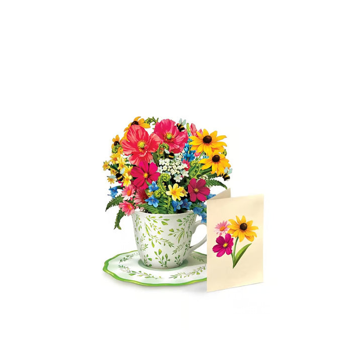 Mini Wildflower Teacup Pop-Up Bouquet w/ Note Card