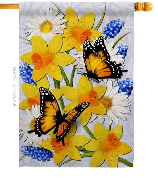 Daffodils & Butterflies Banner Flag