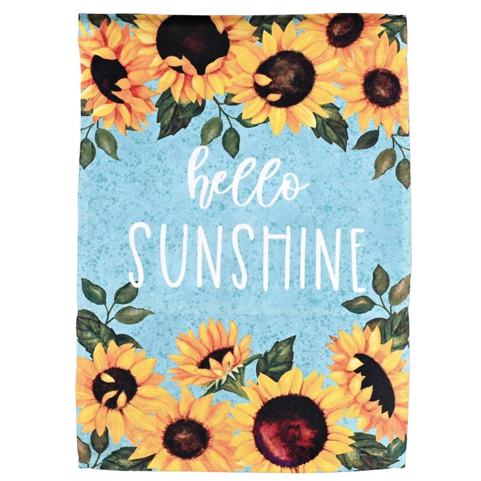 Sunshine Hello Teal Garden Flag