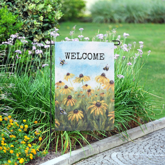 Rustic Welcome Black-Eyed Susans Garden Flag