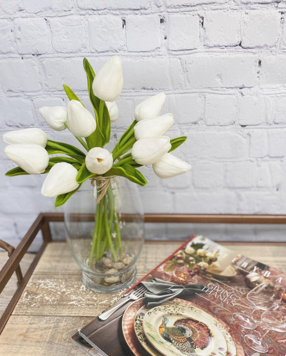 Natural White - Real Feel Single Tulip Bud