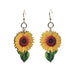 Vibrant Sunflower w/ Stem Wood Earrings
