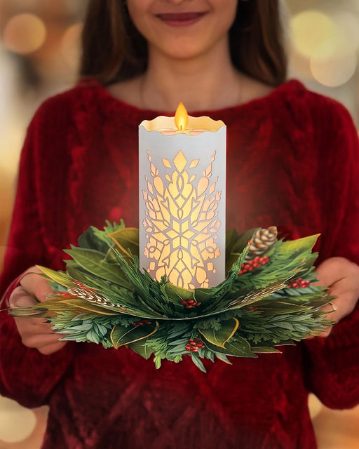 Holiday Light Up Candle Pop-Up Bouquet w/ Note Card