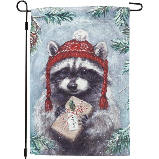 Winter Raccoon Garden Flag