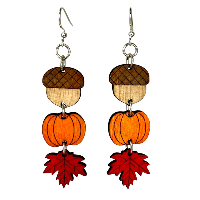 Fall Classic Dangle Wood Earrings