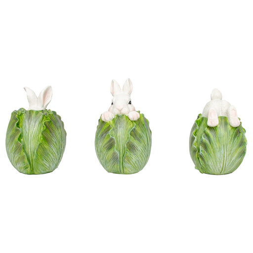 Hiding in Lettuce Easter Bunny Figurines - Set of 3