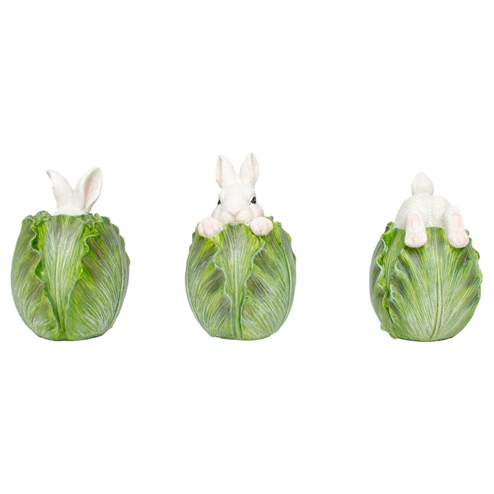 Hiding in Lettuce Easter Bunny Figurines - Set of 3