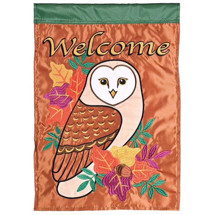 Owl in Fall Leaves Garden Flag