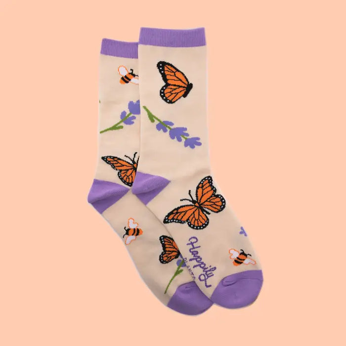 Monarch Butterfly & Honey Bees Women's Crew Socks