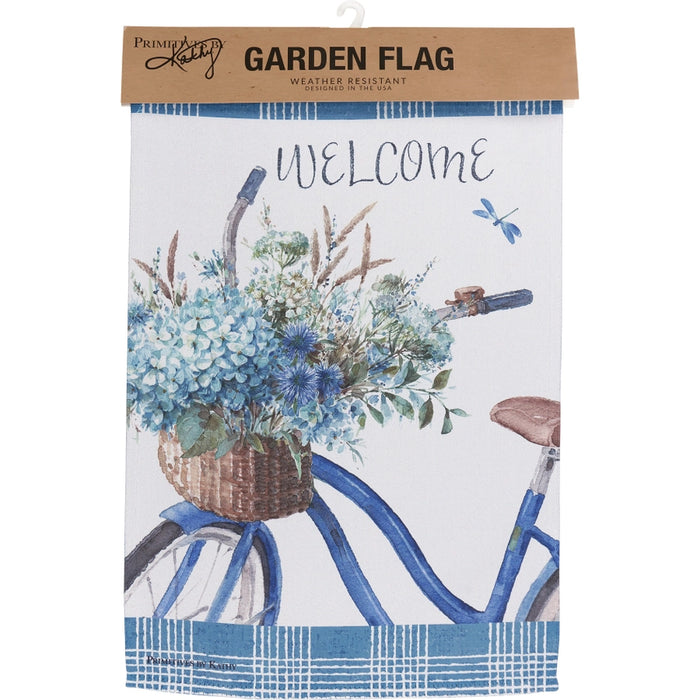 Hydrangea Bicycle Welcome Garden Flag