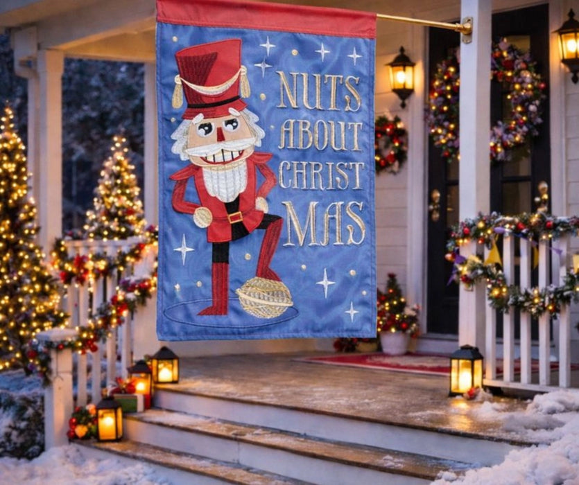 Nuts About Christmas Banner Flag