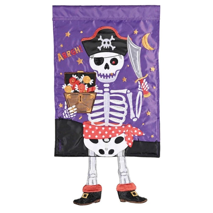 Skeleton Pirate Crazy Legs Garden Flag