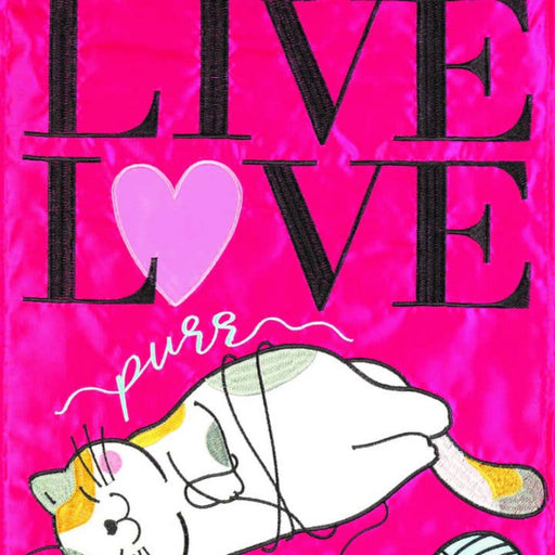 Live Love Purr Applique Banner Flag