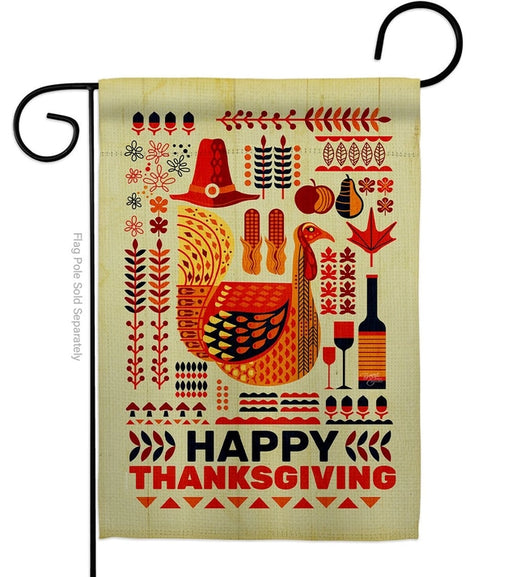 Thanksgiving Turkey Sentiment Garden Flag