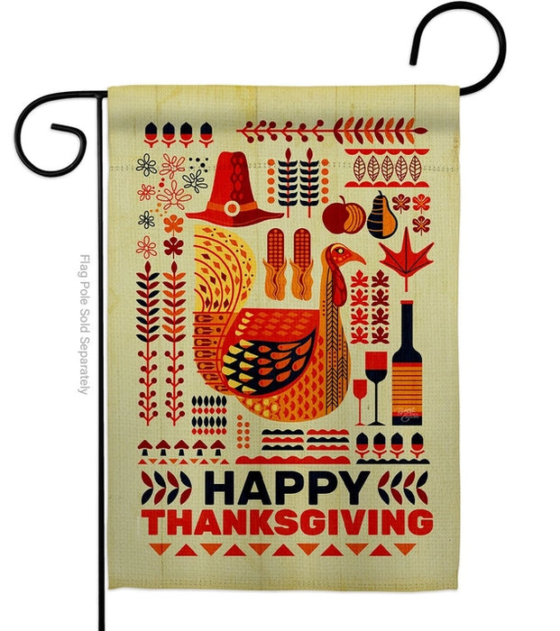 Thanksgiving Turkey Sentiment Garden Flag