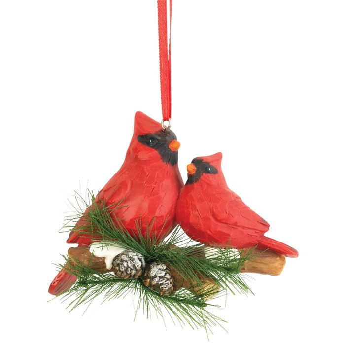 Red Birds on Pine Branch Ornament