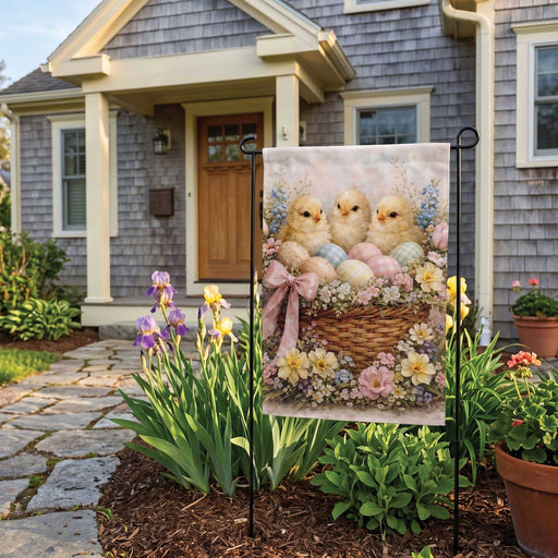 Happy Easter Chicks Vintage Garden Flag