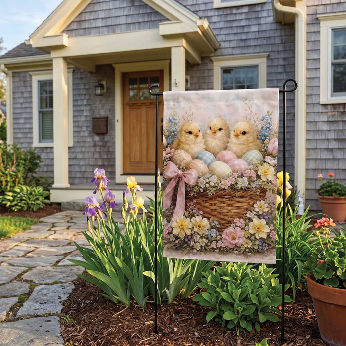 Happy Easter Chicks Vintage Garden Flag