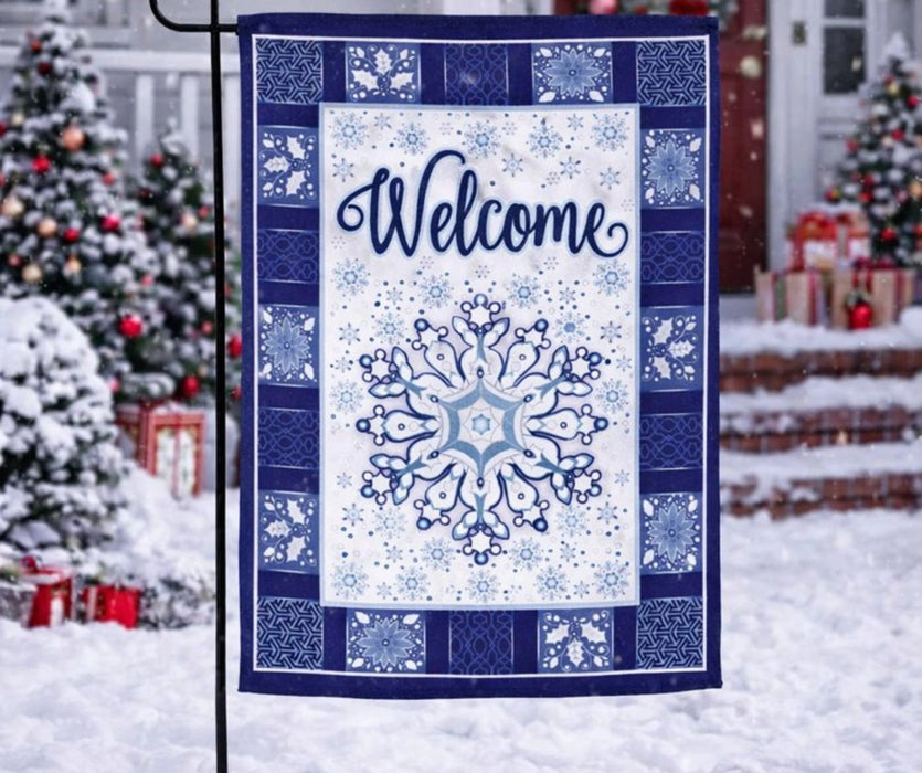 Snowflake Welcome Garden Flag