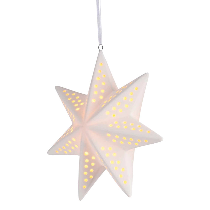 5" Porcelain Star LED Light-Up Ornament